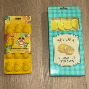 Pineapple Ice Mold Trays + Lemon Straws🍍